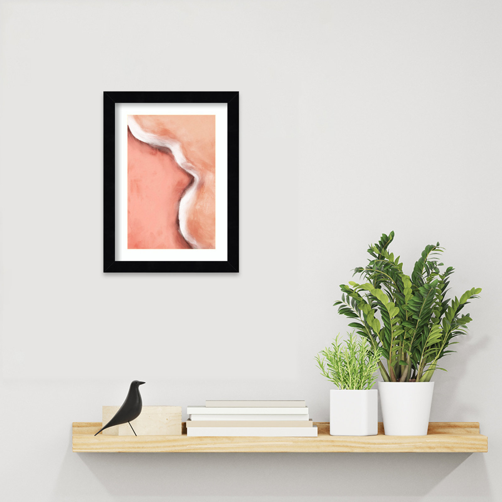 Galya "Peachy Wave" Print by Treechild, Black, 13" H x 10" W