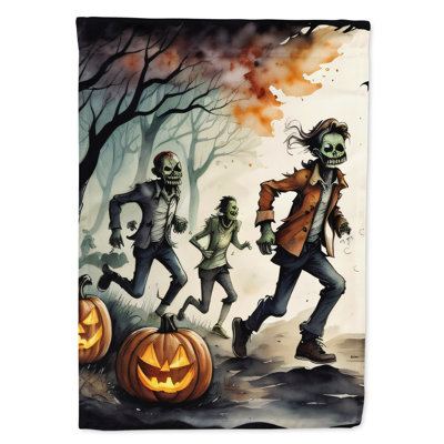 Double Sided 40'' H x 28'' W Polyester Halloween House Flag