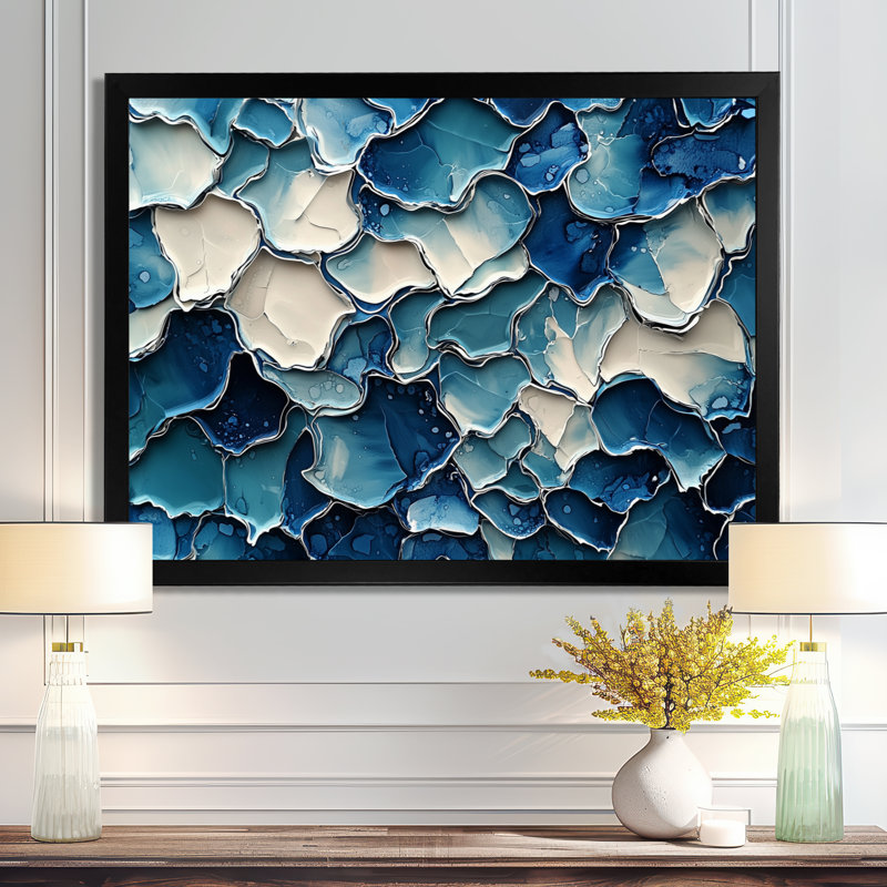 Mauriello - Abstract Large Wall Art, H 30 po x l 40 po, Cadre simple, Noir, noir, noir, noir