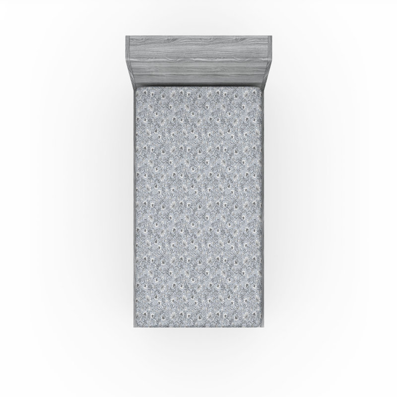 Drap-housse Ambesonne, Drap-housse de taille simple, Bleu ciel pâle, blanc / floral