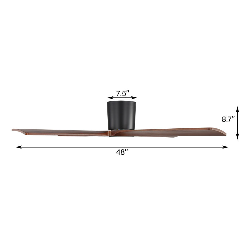 Ventilateur de plafond encastré standard à moteur à courant continu à 4 pales de 54 po avec télécommande, Noir, 54" W, Noyer