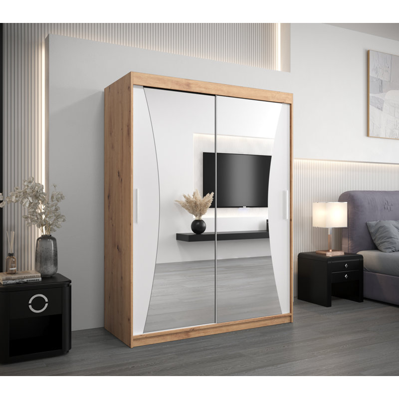 Gudrun 2 Door Manufactured Wood Wardrobe, Artisan Oak