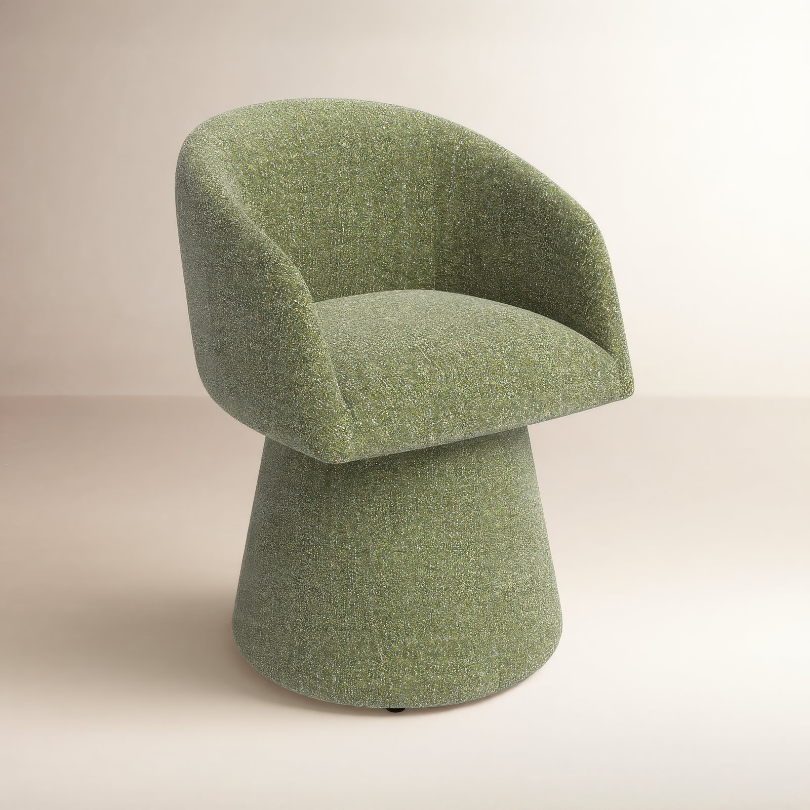 Kyo Swivel Linen Dining Armchair, Mellow Forest Chenille