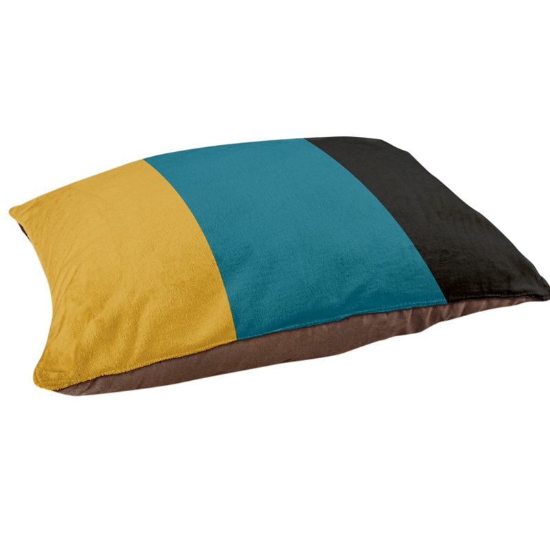 Coussin d'extérieur New York, Moyen (l 40 po x P 30 po x H 6,5 po), Jaune / turquoise / noir
