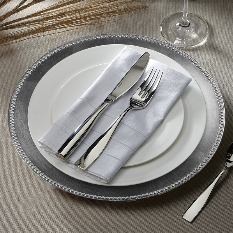 Plat de service perlé argenté 13 po, Argent