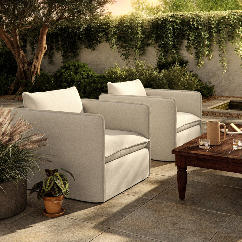 Andre Swivel Armchair, Alessi Linen Polypropylene/Olefin