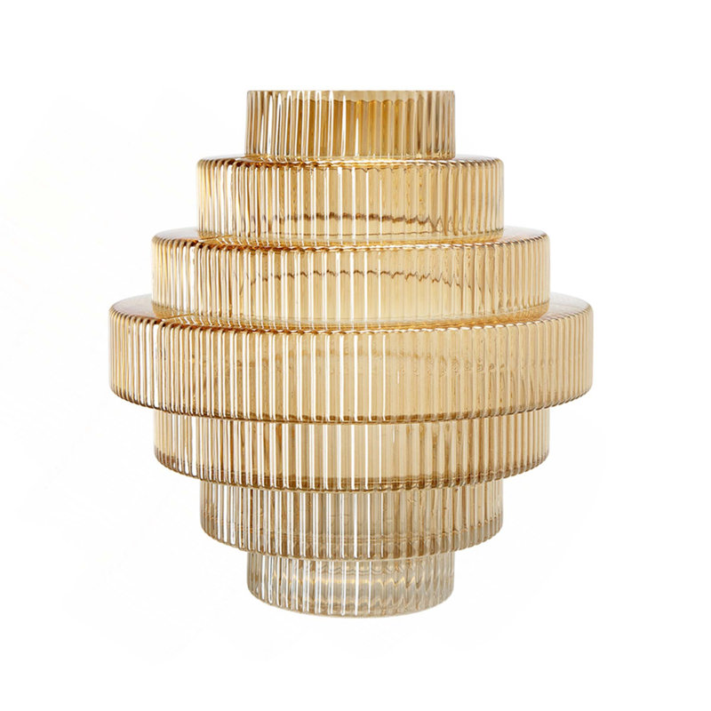 D9.1X9.8 "Vase géométrique à plusieurs niveaux (1PC), Doré, H 9,8 po x l 9,1 po x P 9,1 po, 1