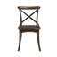 Chaise de salle à manger vintage en bois massif brun avec dossier en croix métallique en forme de X