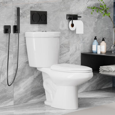 Toilettes allongées deux pièces, chasse puissante 1,1 / 1,6 GPF