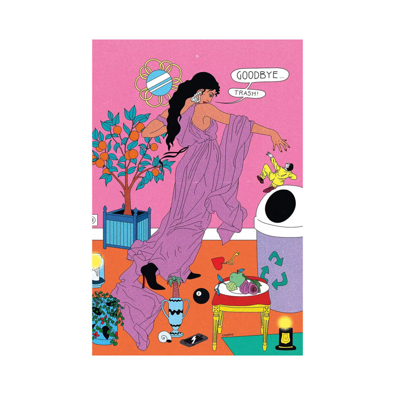 Goodbye Trash par Cosmo - impression d'art graphique, Toile tendue, H 40 po x l 26 po x P 1,5 po, Pas de tapis