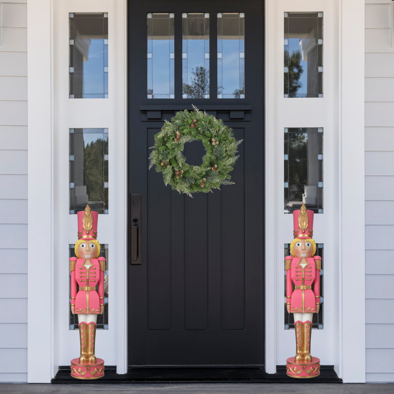 37" Pink and Gold Resin Christmas Nutcracker