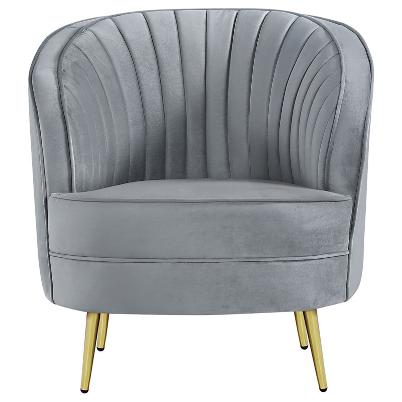 Chaise capitonnée grise et dorée