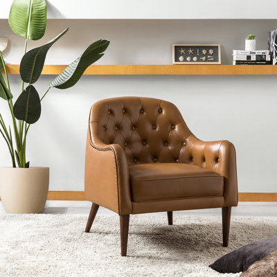 Rhinehart 28.5" Wide Genuine Leather Barrel Chair