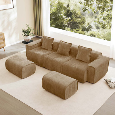Canapé modulaire en velours sans assemblage requis