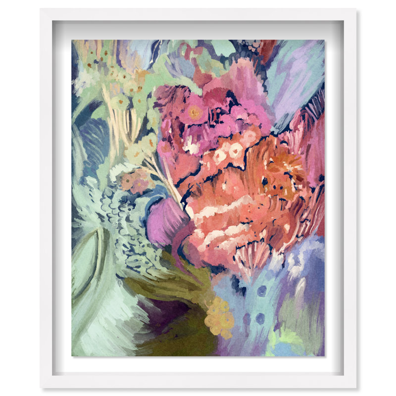 Ocean Botanicals Shadowbox Abstract Print by Oliver Gal, Black Frame, 16 x 20, 21.5"H x 17.5"W, White Shadowbox