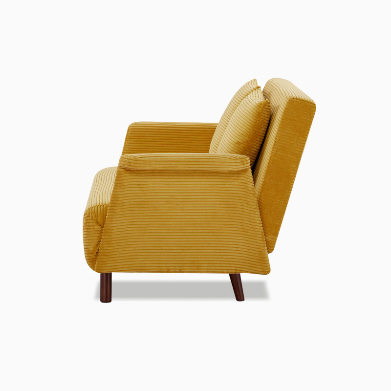 Shivani 47.64" Velvet Flared Arm Loveseat Sofa Bed, Yellow