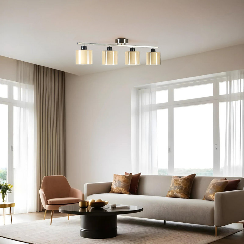 Chandle Chandelier, Matte Chrome/Amber
