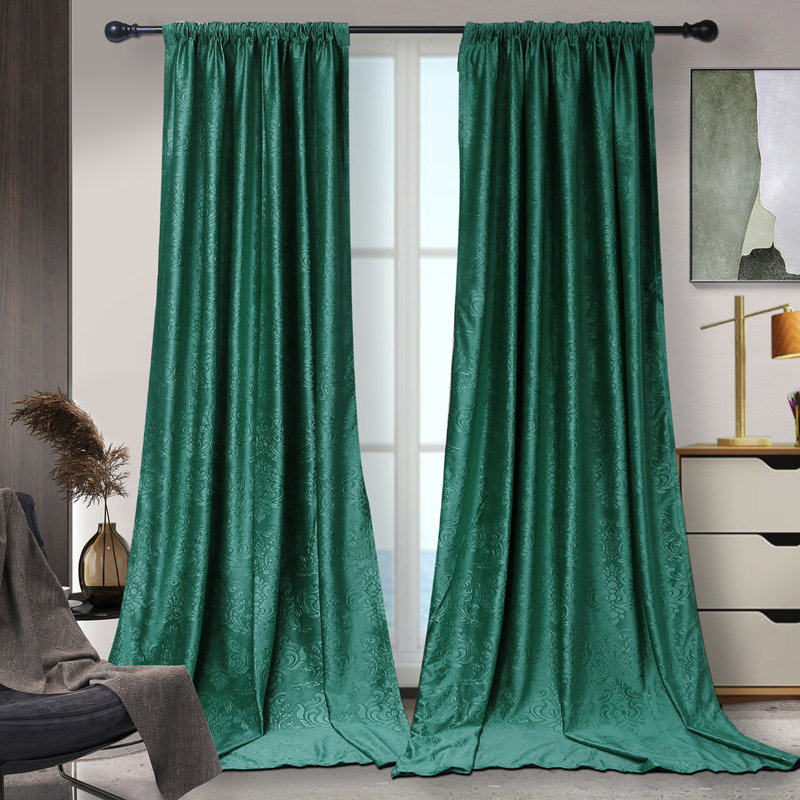 Nenka Blackout Curtain Pair, 52" W x 72" L, Tuscany Green