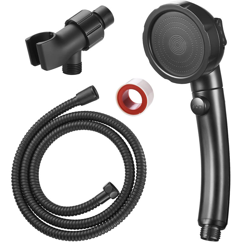 Pomme de douche à main avec interrupteur marche / arrêt, 3 réglages de jet et support à angle réglable