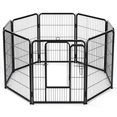 Parc pour chien pliable en métal enduit avec porte, 8 panneaux 24 po + d'exercice portatif - intérieur / extérieur, véhicule récréatif, cour