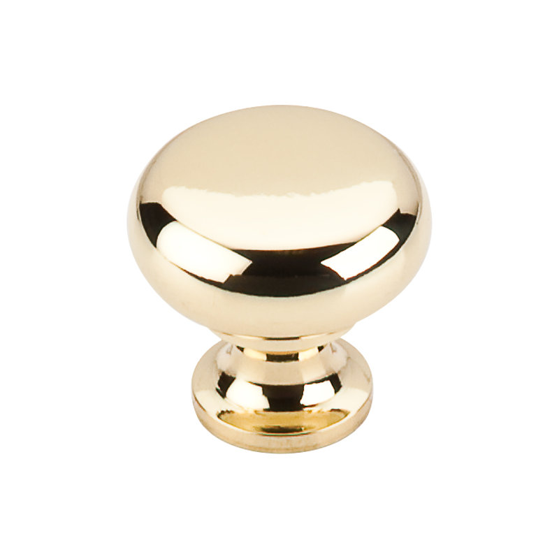 Flat Faced 1 1/4" Diameter Round Knob, Polished Brass