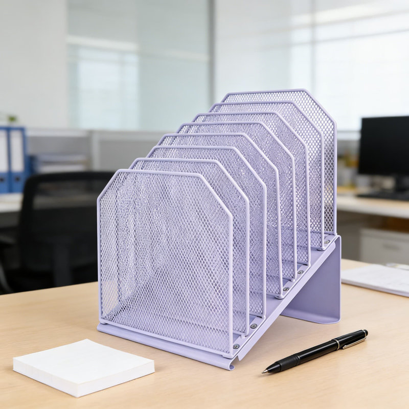 Classeur vertical à 7 niveaux pour bureau, trieur de documents en métal robuste avec compartiments inclinés pour le bureau, l'école et la maison