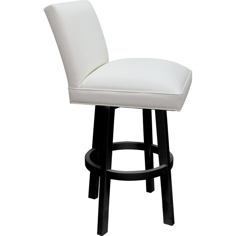 Tabouret de comptoir pivotant en bois - siège d'une hauteur de 26 po, Siège blanc / base noire