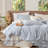 MooMee Gingham Duvet Cover Set 100% Washed Cotton Linen Like Lightweight-121504781-121465077