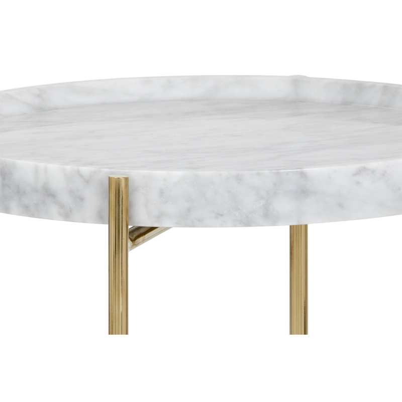 Jazmyne Marble Tray Top End Table - White