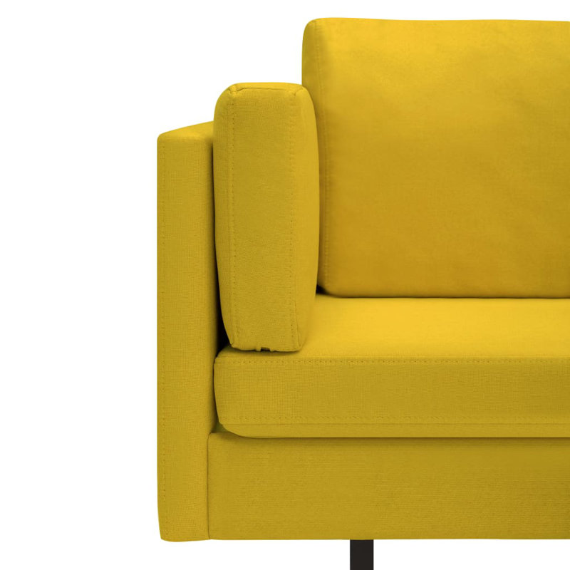 Causeuse de coin en L en acier et tissu en L, Jaune