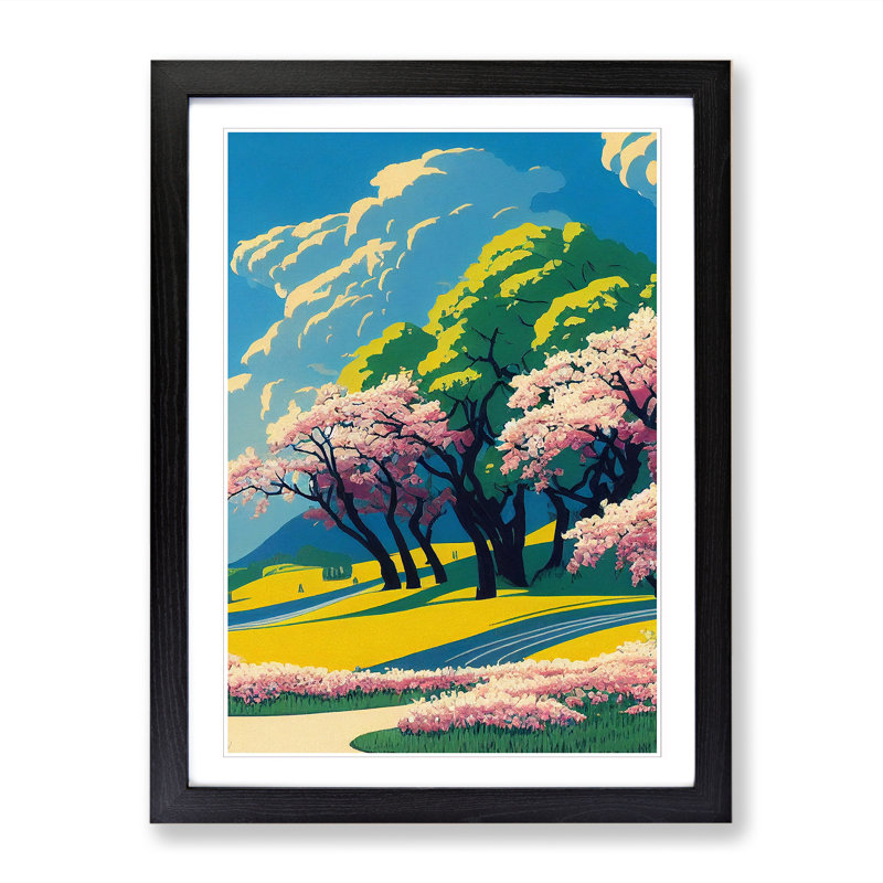 Pretty Spring Landscape 1 Piece Single Picture Frame Wall Art, 34cm H x 25cm W x 2cm D, Oak