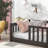 Floor Bed with Fence without Door, Rubber Wood Floor Bed with Safety Guardrails-1345734322