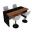 Ensemble d'îlot de cuisine 63 po avec 4 tabourets de bar gris - surface d'aspect marbre noir, éclairage DEL et conception de barbecue pour la salle à manger, espaces à aire ouverte, salon (4 tabourets de bar gris)-300675953