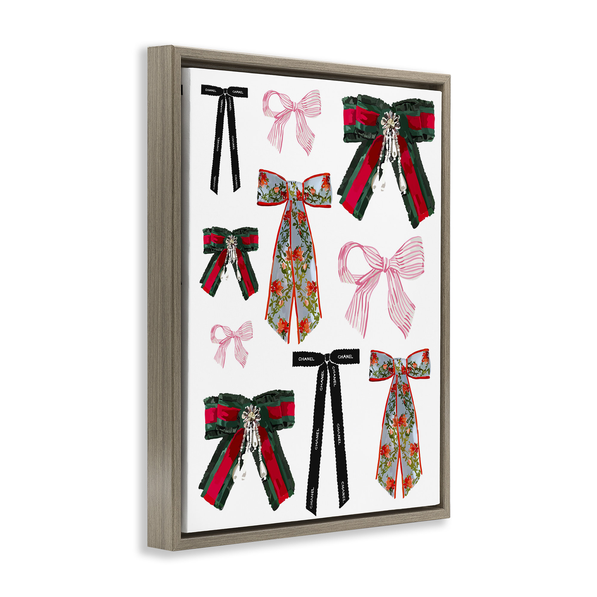 Mercer41 Patterned Fashion Ribbons Framed Floater Canvas Wall Art by ...