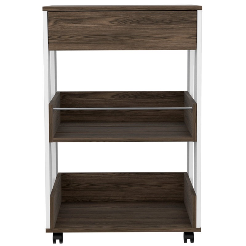 Verona Kitchen Cart, Three Shelves, Four Casters