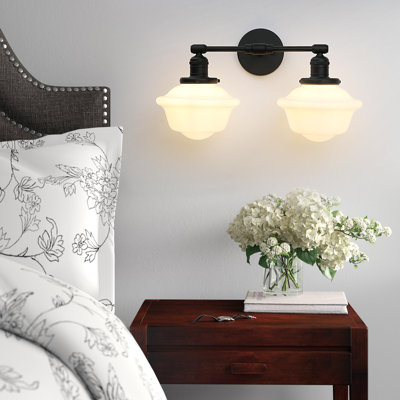 2-Lights Milk White Glass Wall Sconce Lights