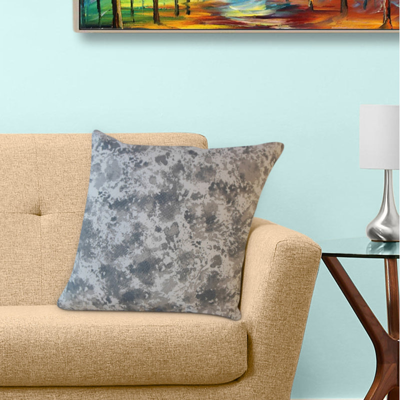Oreiller en coton Delyth, 24 po x 24 po, Coussin décoratif, Gris