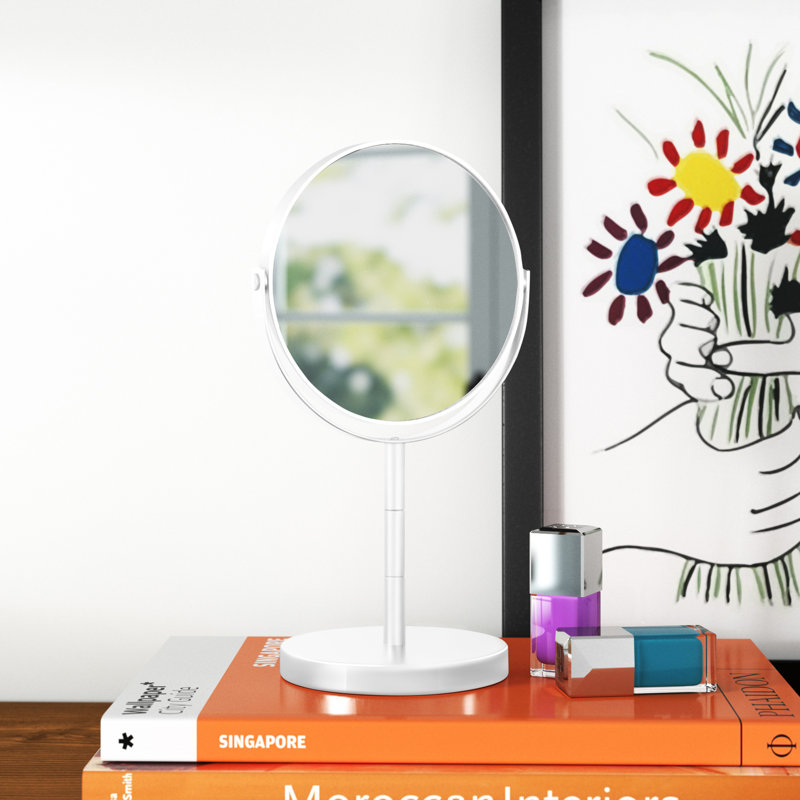Metal Flat Mirror, 29cm H x 18cm W, White