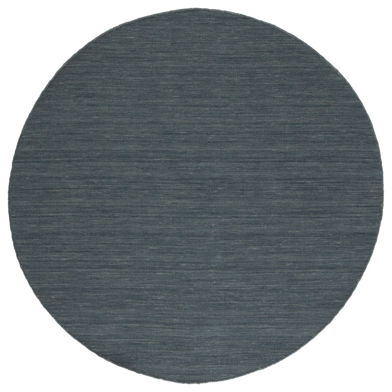 Kilim Hand Loomed Wool/Cotton Rug in Silver/Gray, Round 6'
