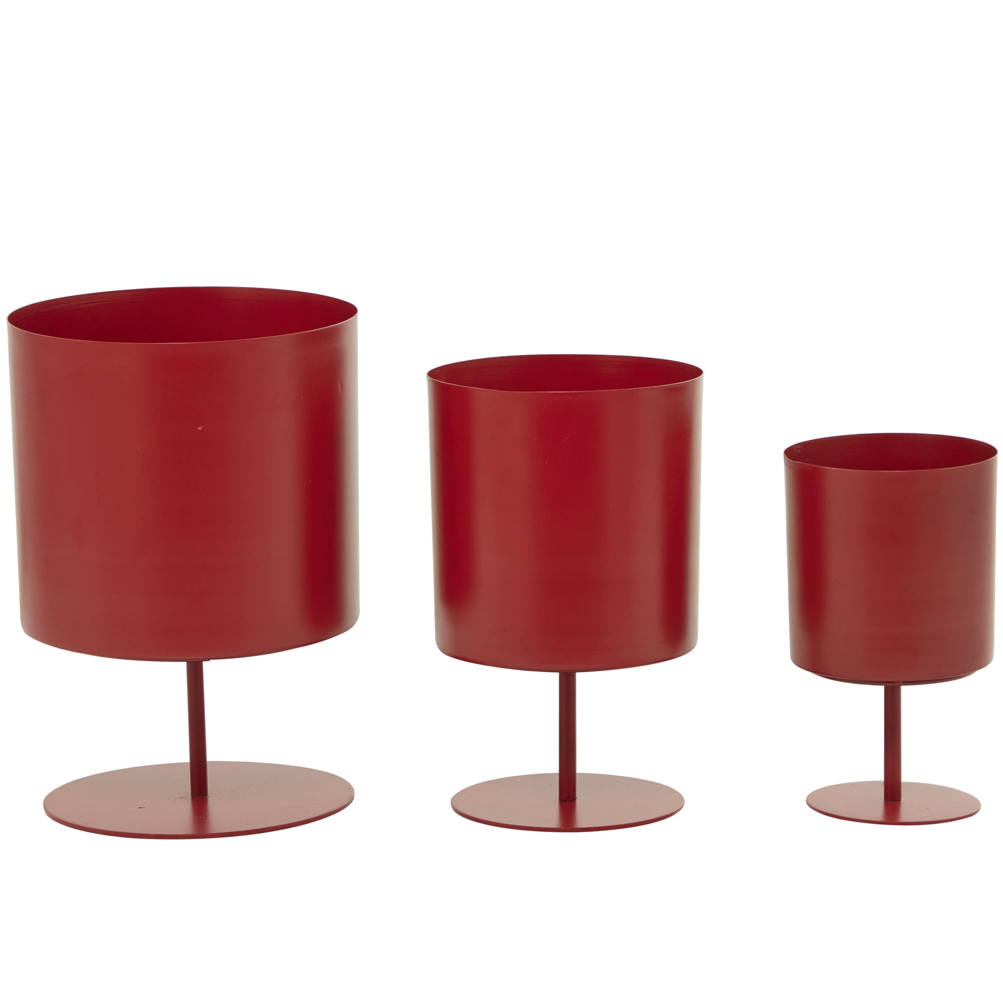 Gabriele Metal Pot Planter - Set of 3, Red