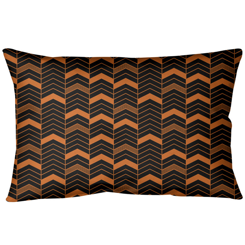 Coussin lombaire à chevrons, Noir / Orange