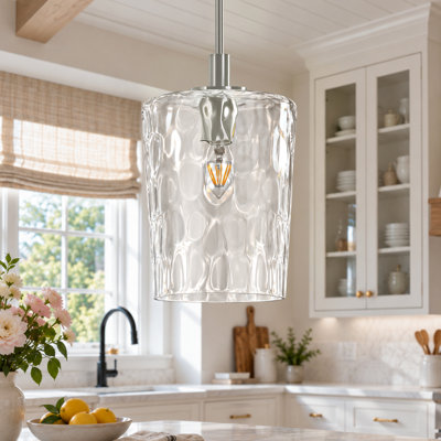 Luminaire suspendu pour pot de cuisine en verre martelé 1 lumière 7,67 po Alejo