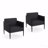 Set Of 2 Outdoor Patio Club Chair, Black Aluminum