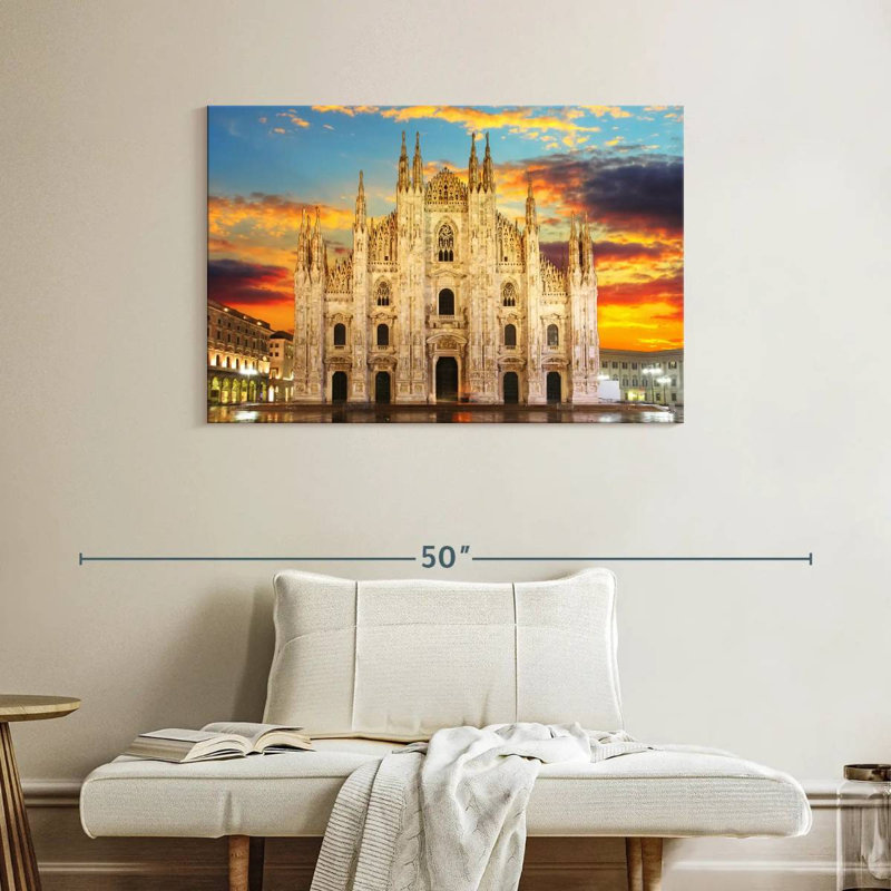 Ravi Sunset At Milan Cathedral, 26" H x 39" W