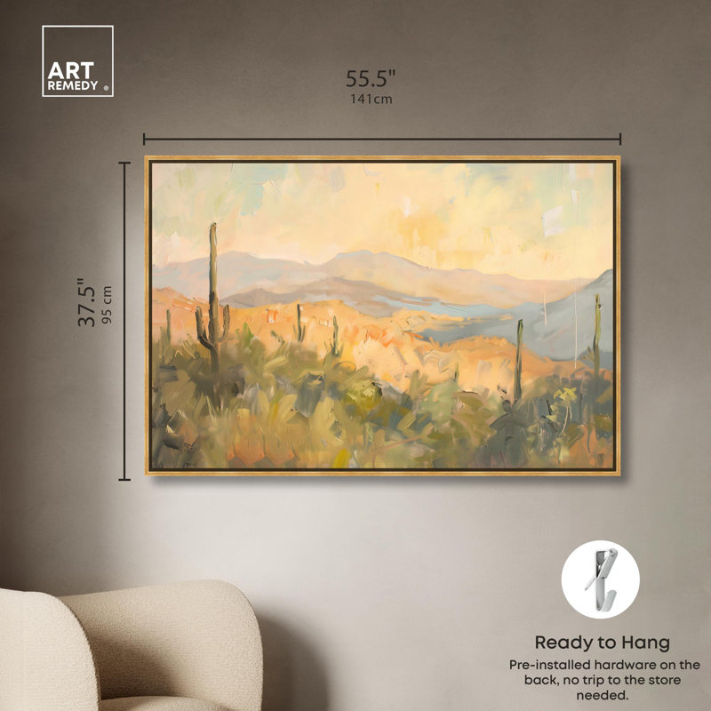 «Arizona Fields», toile classique par Art Remedy, Cadre doré, H 37 po x l 55 po