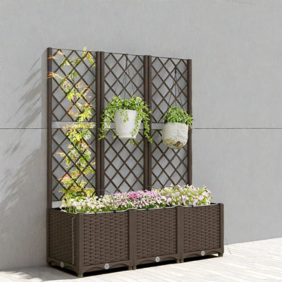Self-watering Planters With Trellis, Durable Pp, Modern Garden Solution