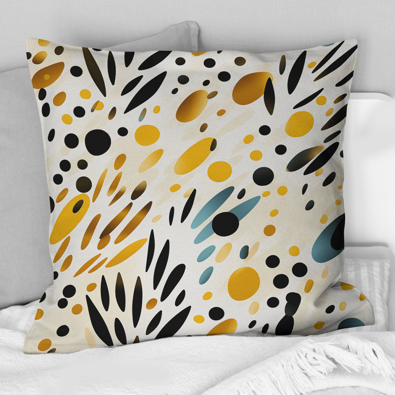 Imprimé de guépard beige et noir Simplicity - Coussin abstrait, H 18 po x l 18 po