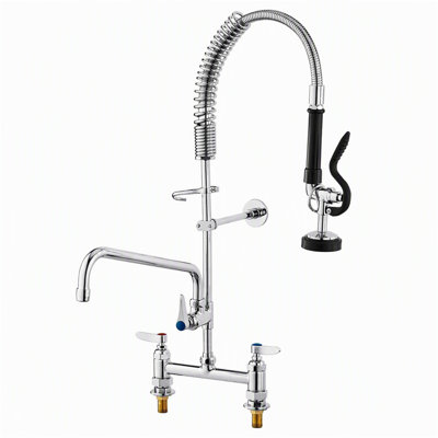 Robinet pré-rinçage commercial robuste avec bec pivotant et pulvérisateur haute pression pour cuisines professionnelles