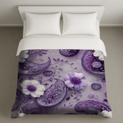 Housses de couette mauve à motif floral et cachemire