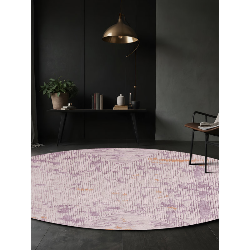Machine Washable Beige Area Rug, Round 4'